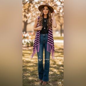 Say What? Purple and Black Knit Scarf